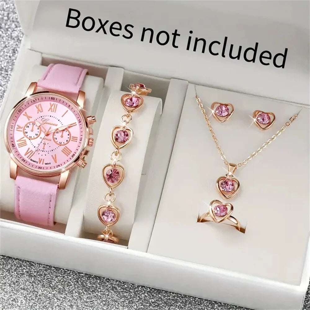 Women's Rhinestone Quartz Watch Set