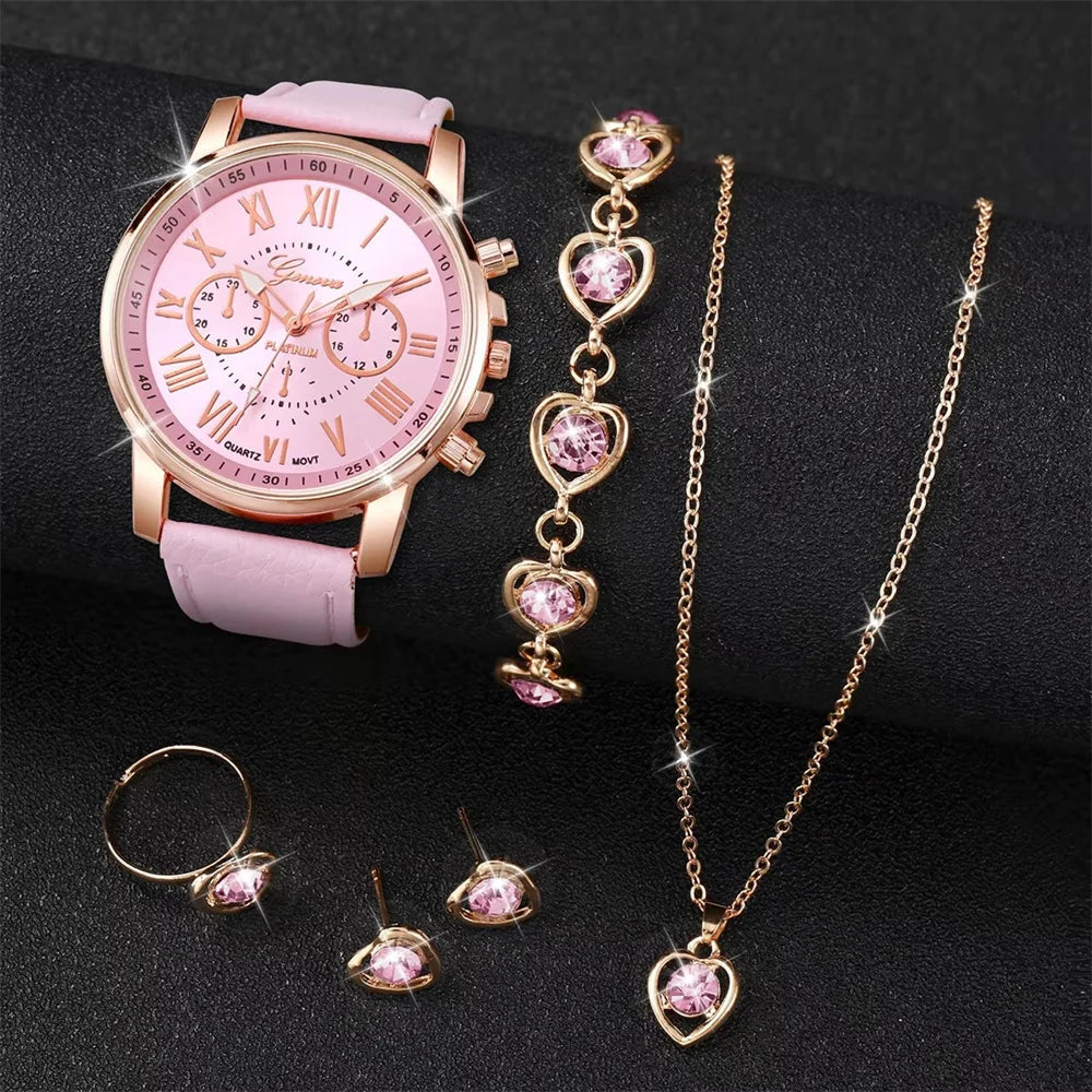 Women's Rhinestone Quartz Watch Set