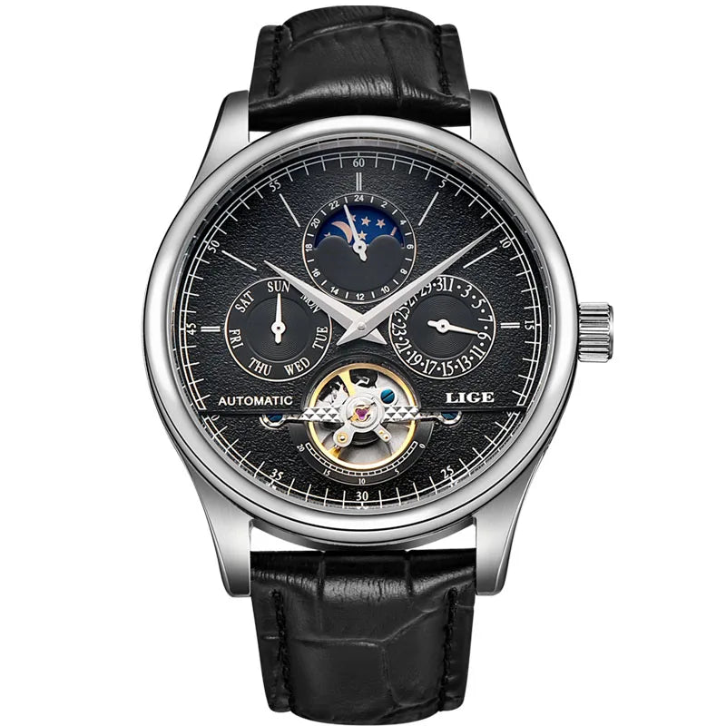 Leather waterproof watch.
