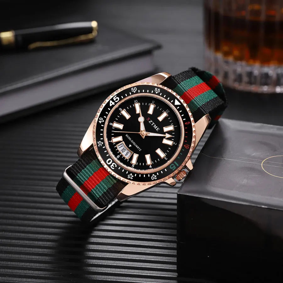 Men's Nylon Strap Luminous Quartz Watch