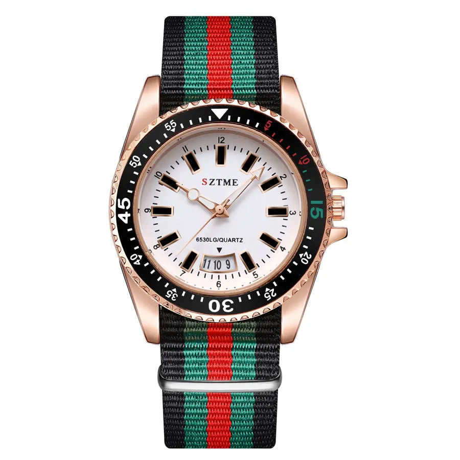 Men's Nylon Strap Luminous Quartz Watch