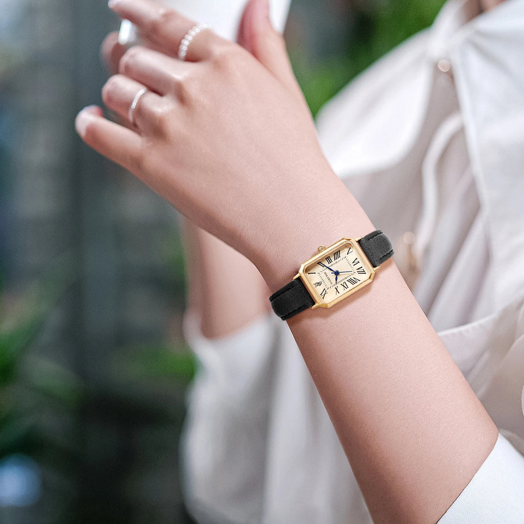 Women's Retro Square Leather Watch