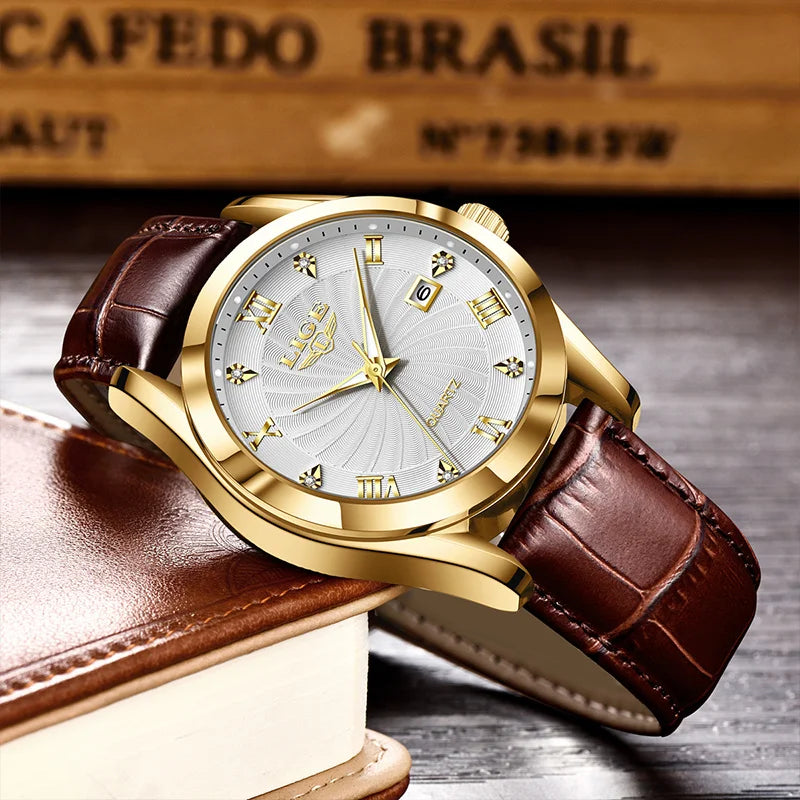 LIGE Women's Sport Leather Watch