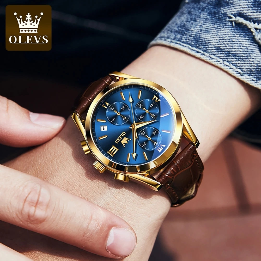 OLEVS Classic Leather Strap Watch