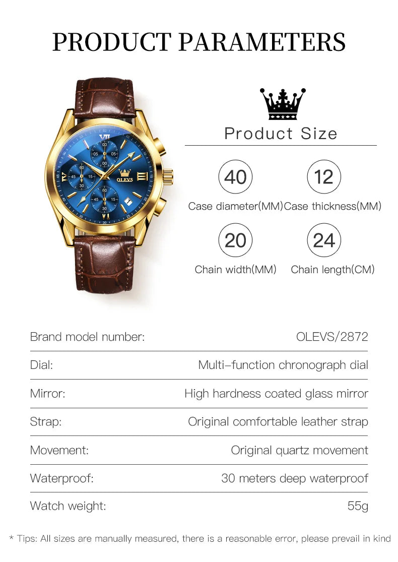 OLEVS Classic Leather Strap Watch