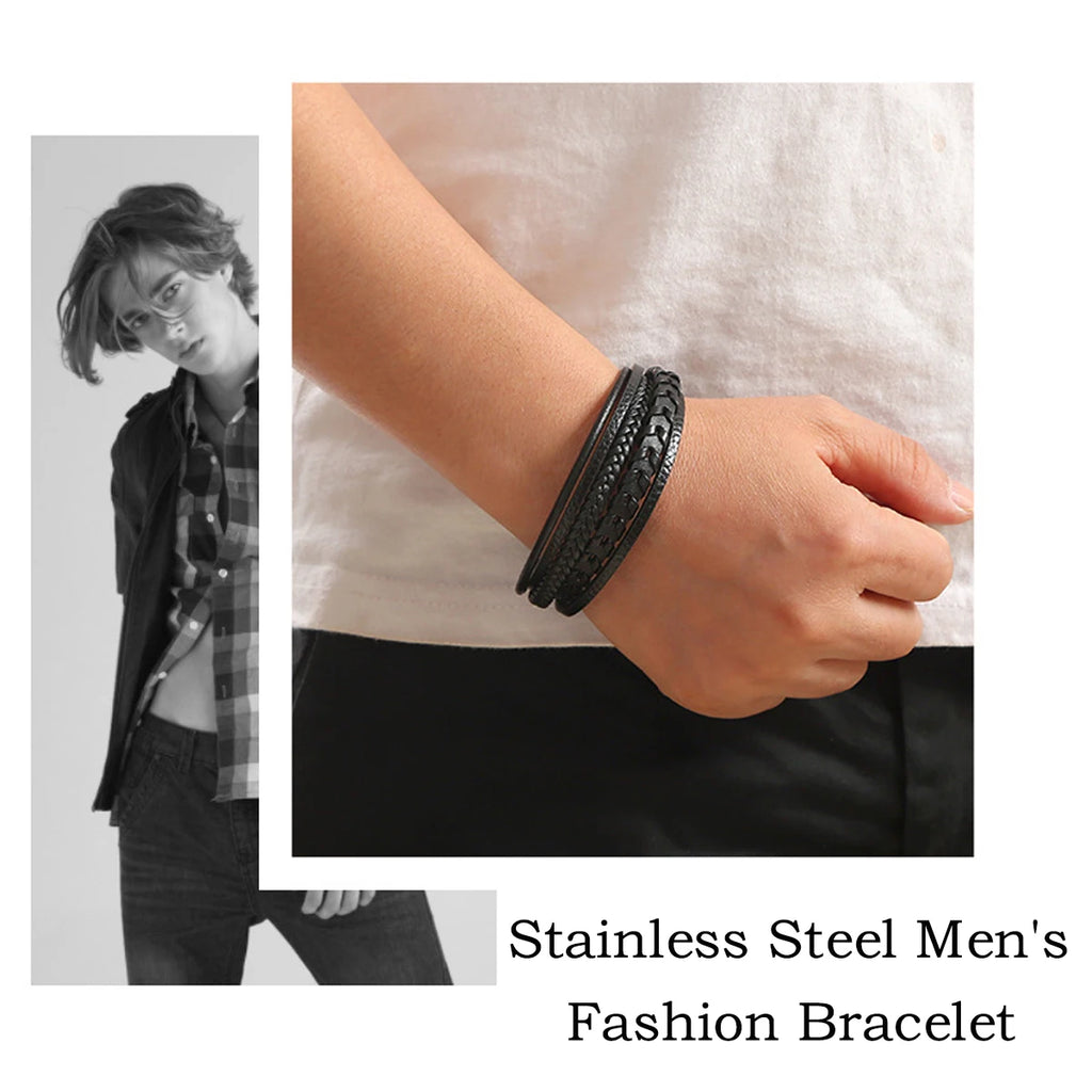 Premium Men's Vintage Leather Braided Bracelet