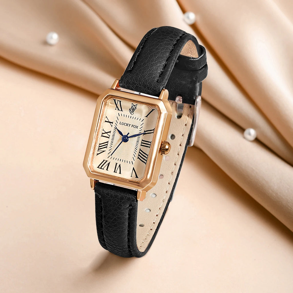 Women's Retro Square Leather Watch