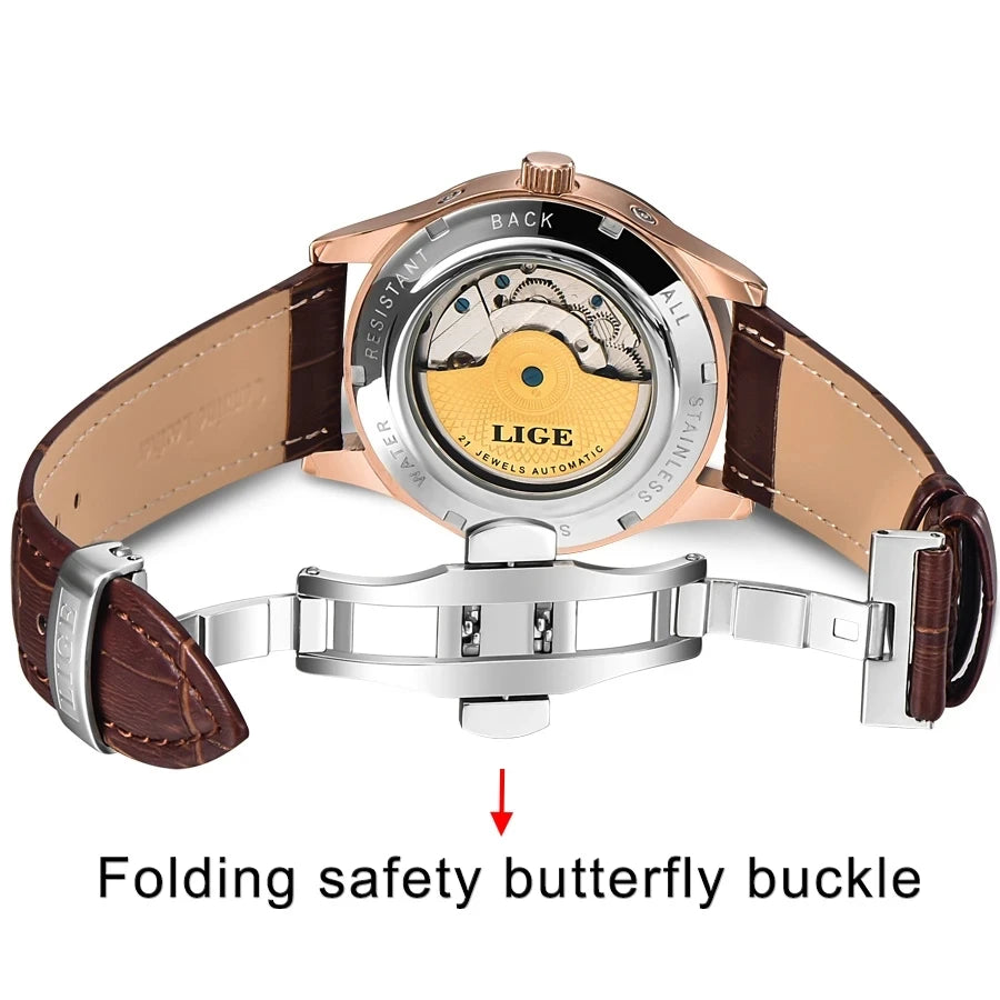 Leather Casual Business Men Watch.