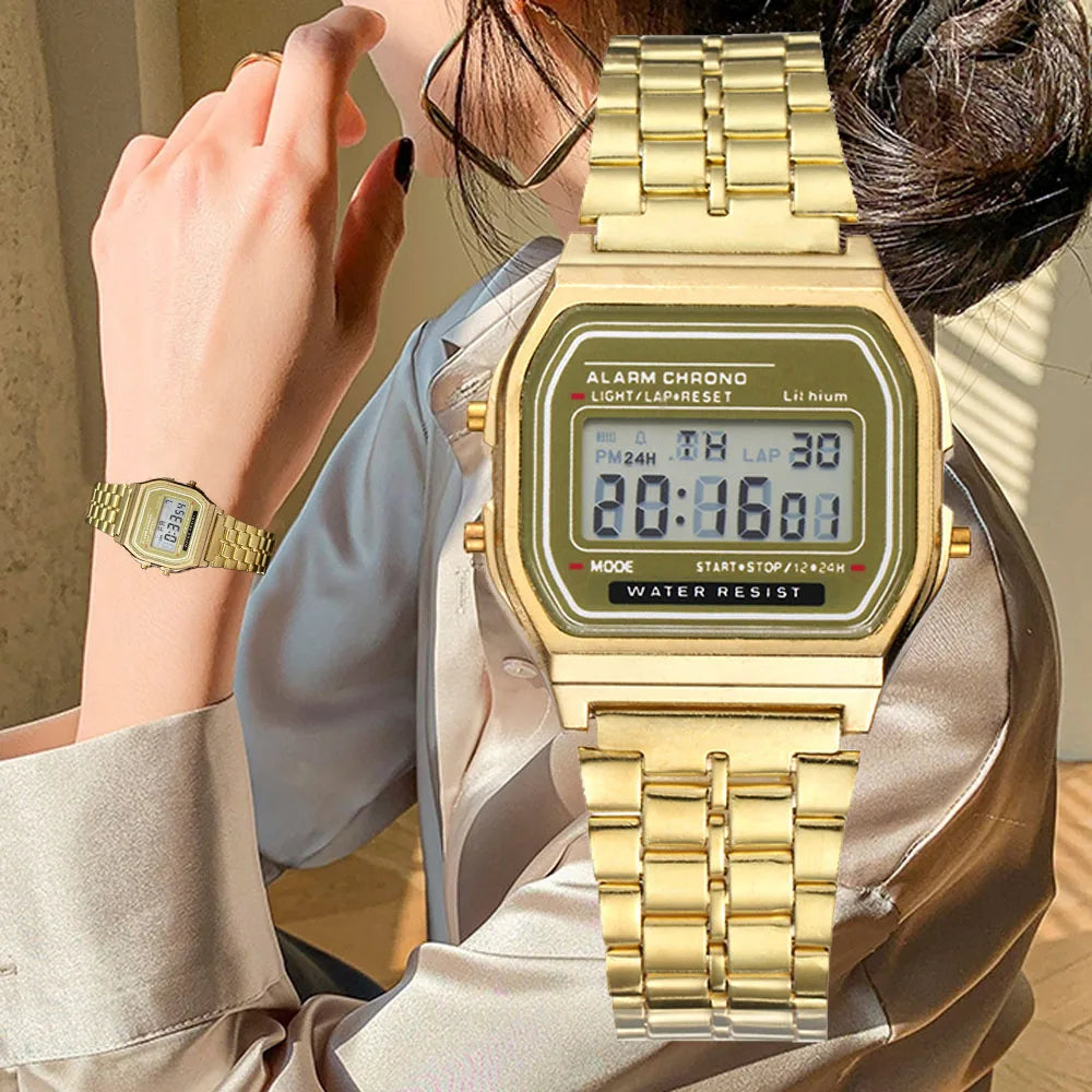 Women's Stainless Steel Digital Watch