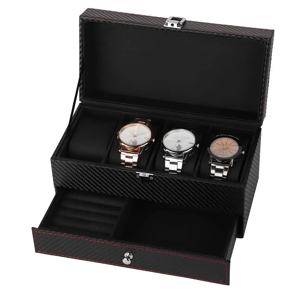 Lnofxas Black Single Watch Gift Box with Pillow PU Leather Wristwatch Display Case Organizer for Men