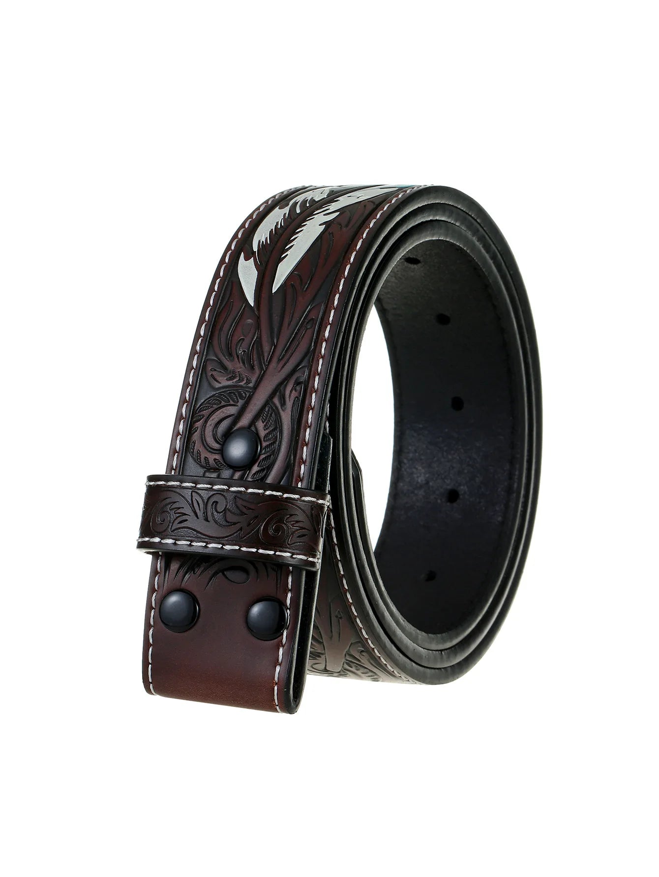 Premium Embossed Leather Cowboy Belt