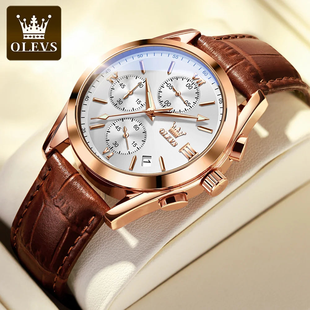 OLEVS Classic Leather Strap Watch
