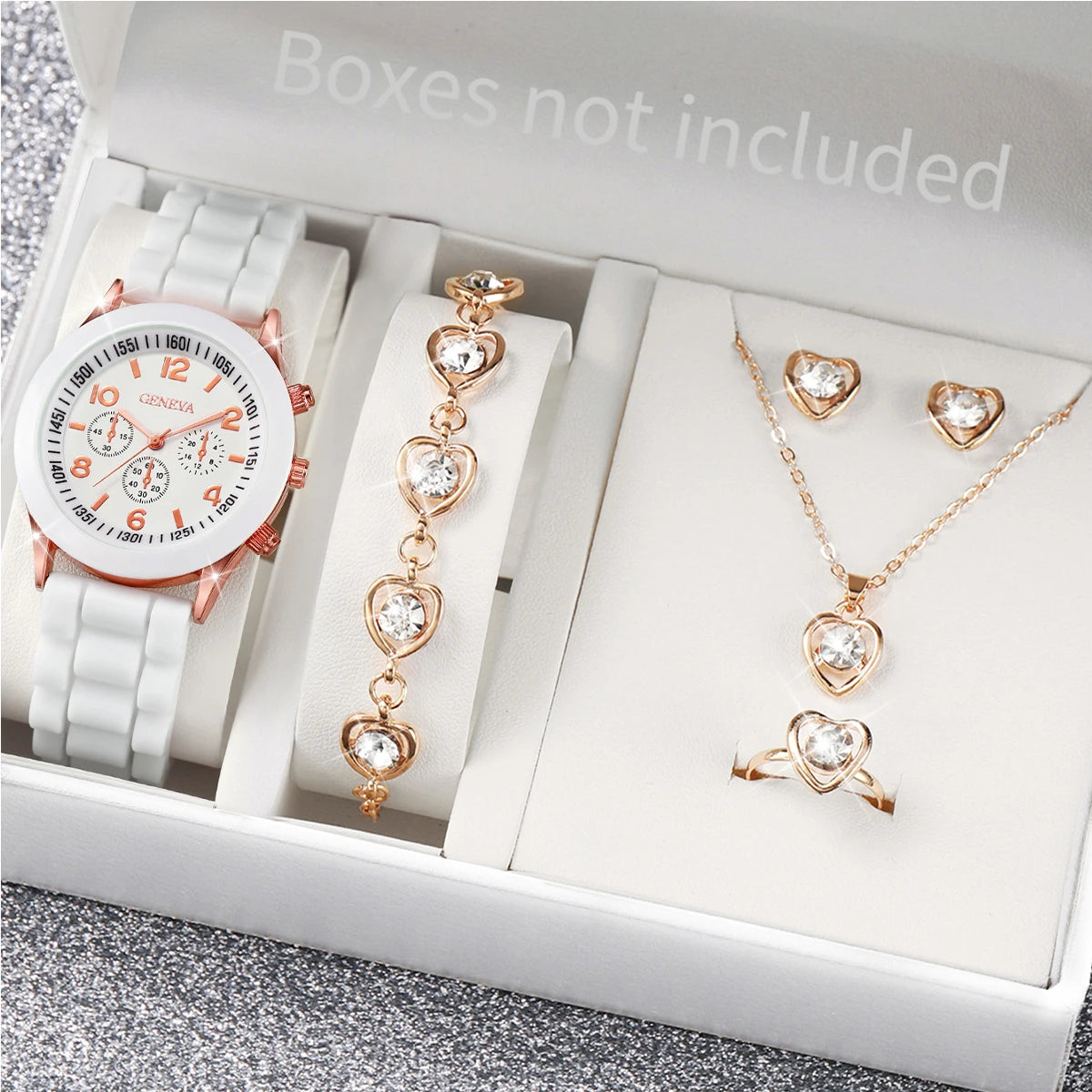 Women's Silicone Quartz Watch Set