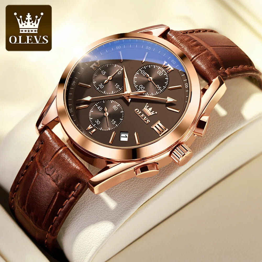 OLEVS Classic Leather Strap Watch