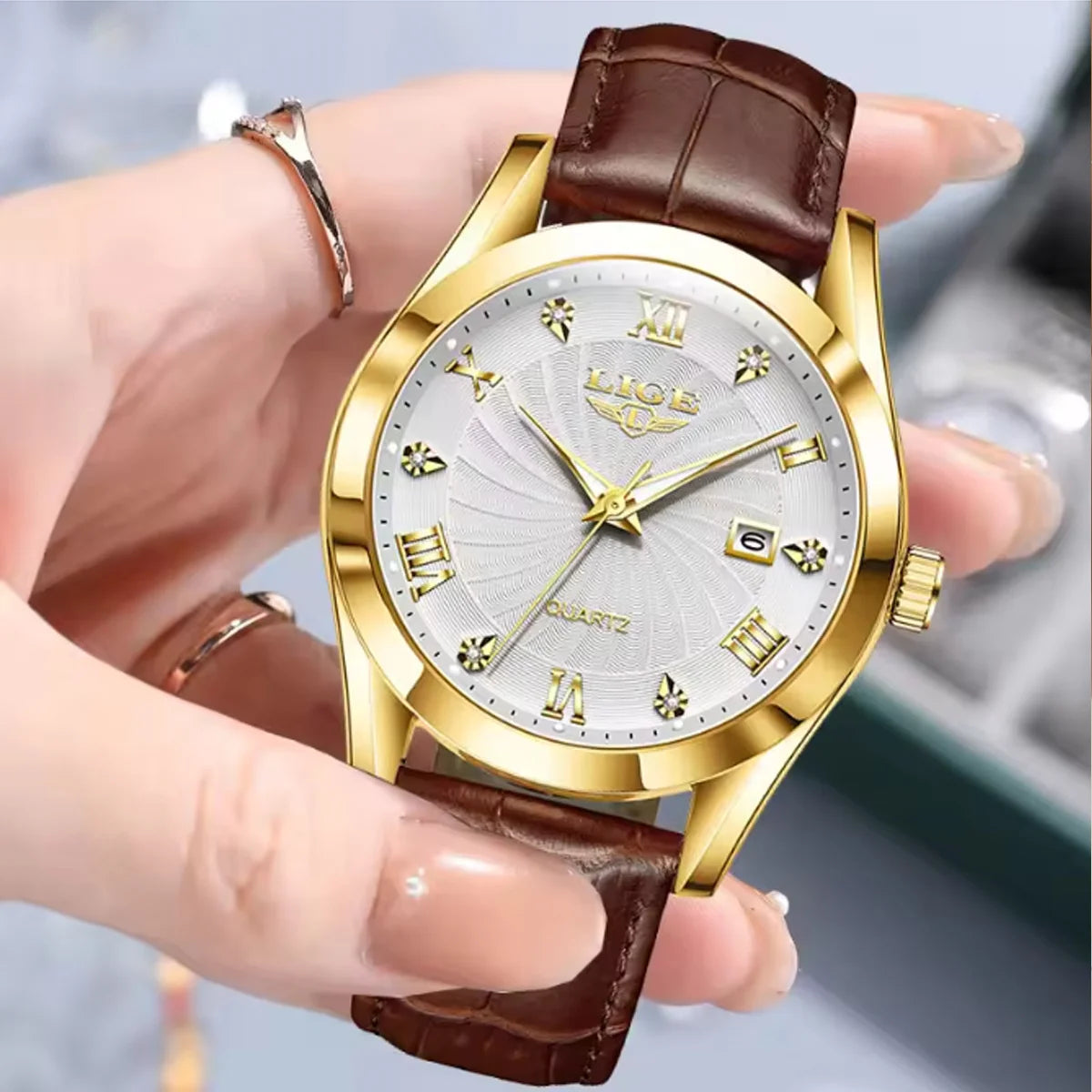 LIGE Women's Sport Leather Watch