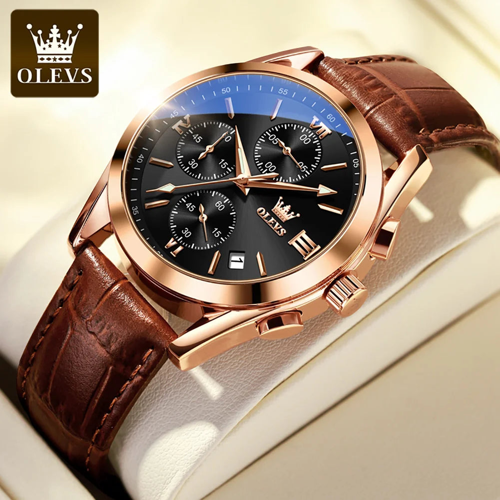 OLEVS Classic Leather Strap Watch