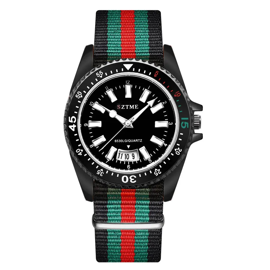Men's Nylon Strap Luminous Quartz Watch