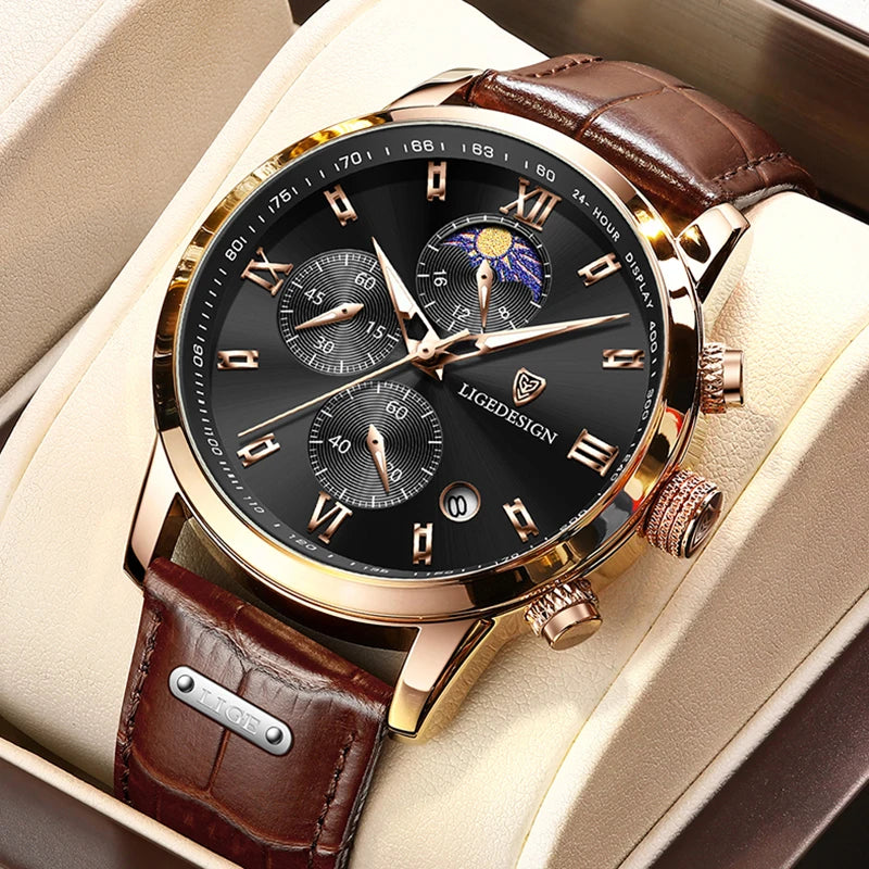 LIGE Men's Military Chronograph Watch