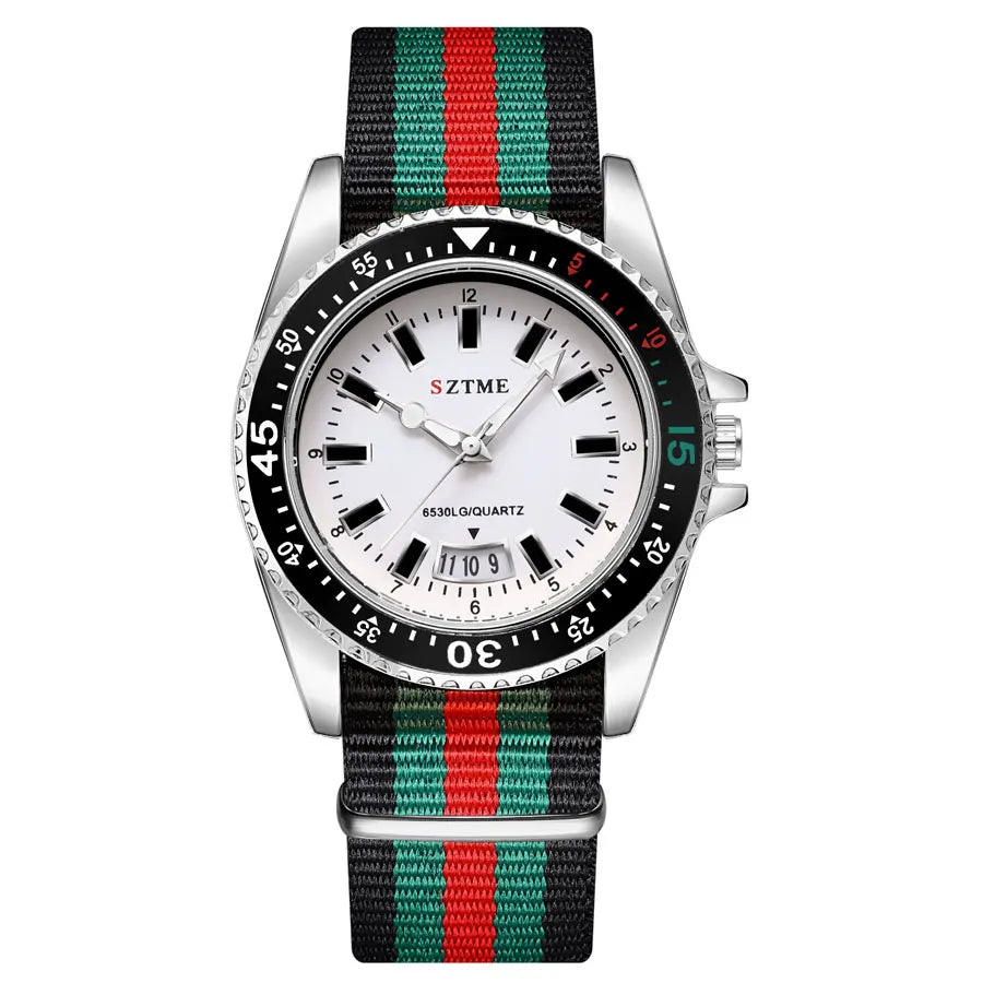Men's Nylon Strap Luminous Quartz Watch