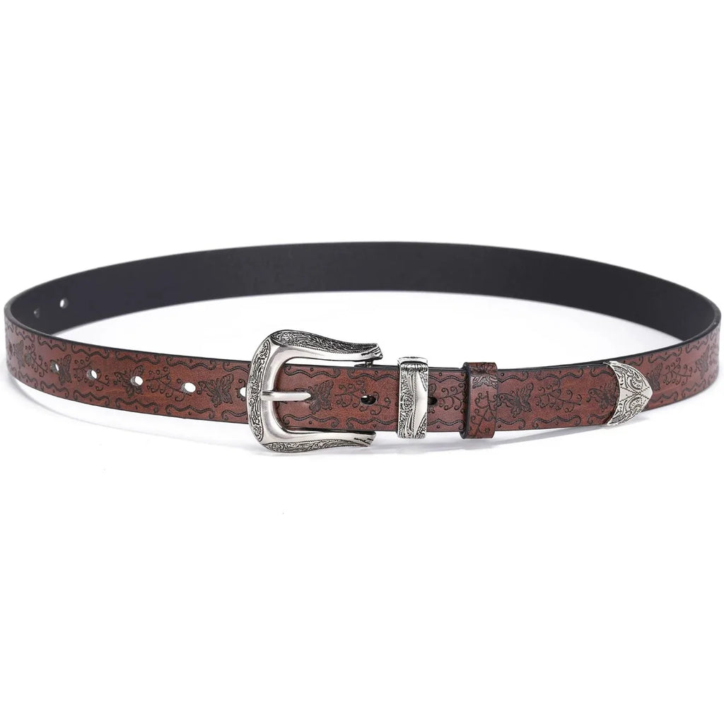 Premium Women's Gold Buckle Leather Belt