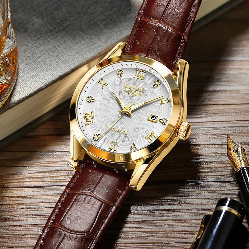 LIGE Women's Sport Leather Watch