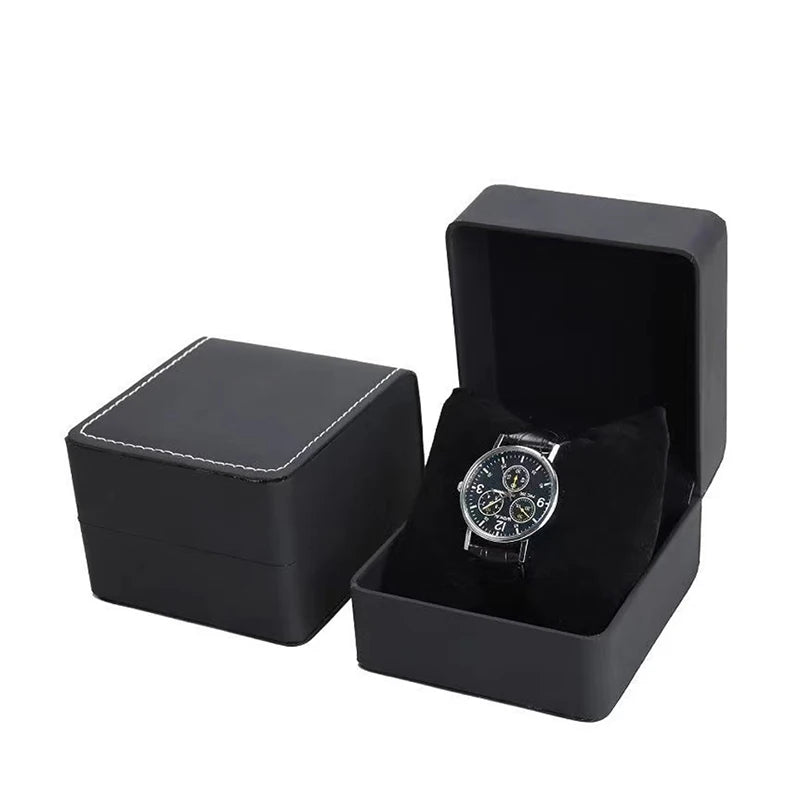 Lnofxas Black Single Watch Gift Box with Pillow PU Leather Wristwatch Display Case Organizer for Men