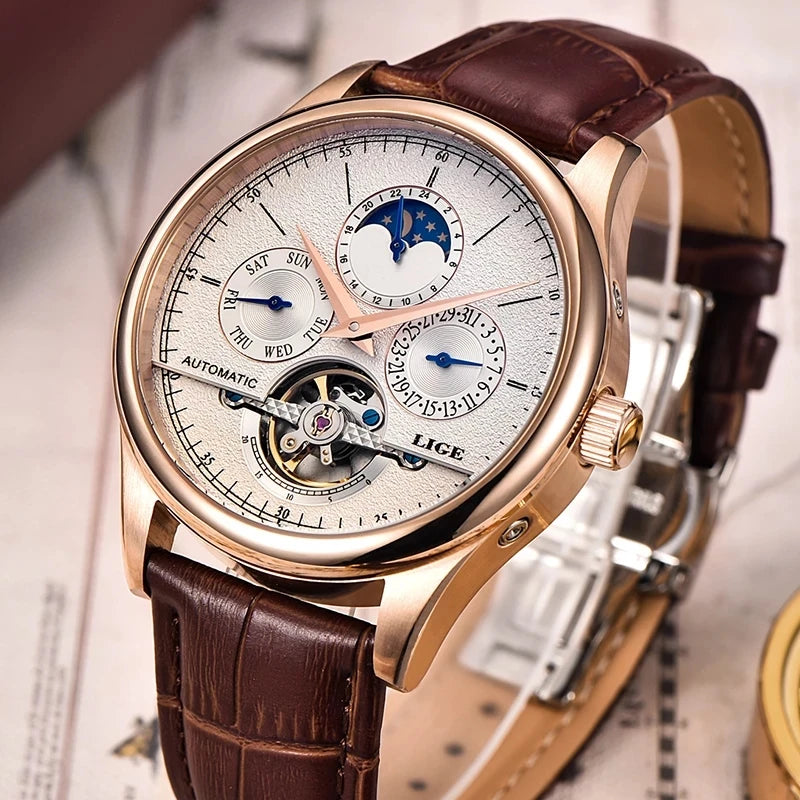 Leather Casual Business Men Watch.