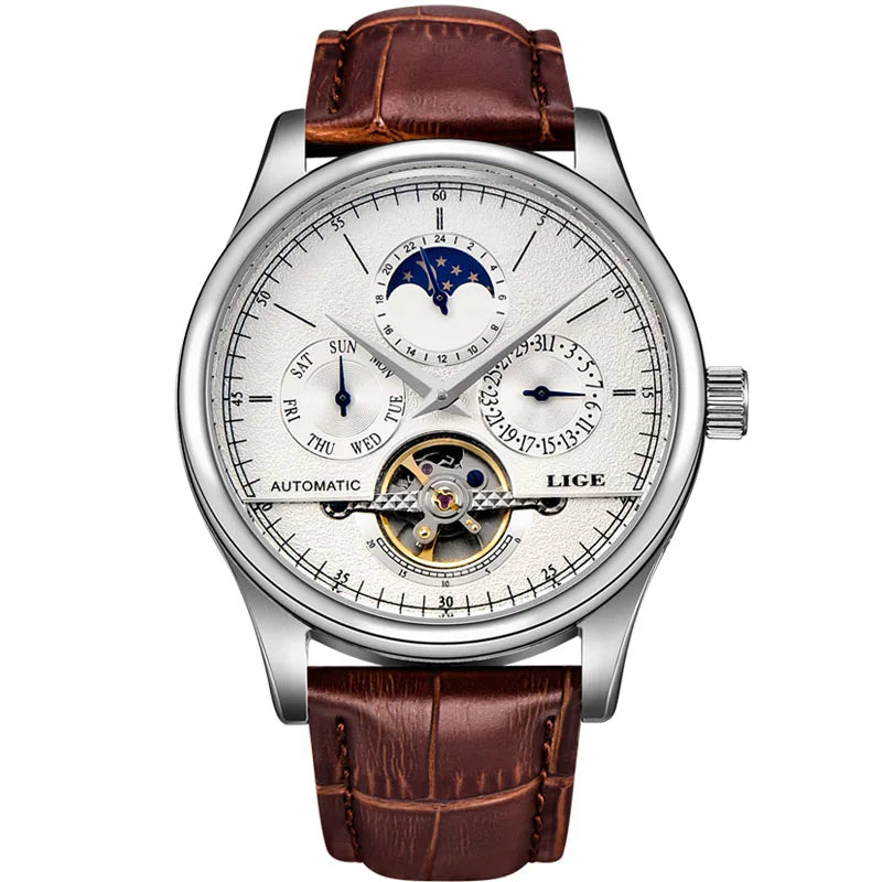 Leather waterproof watch.