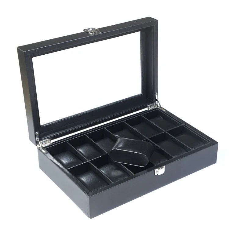 Lnofxas Black Single Watch Gift Box with Pillow PU Leather Wristwatch Display Case Organizer for Men