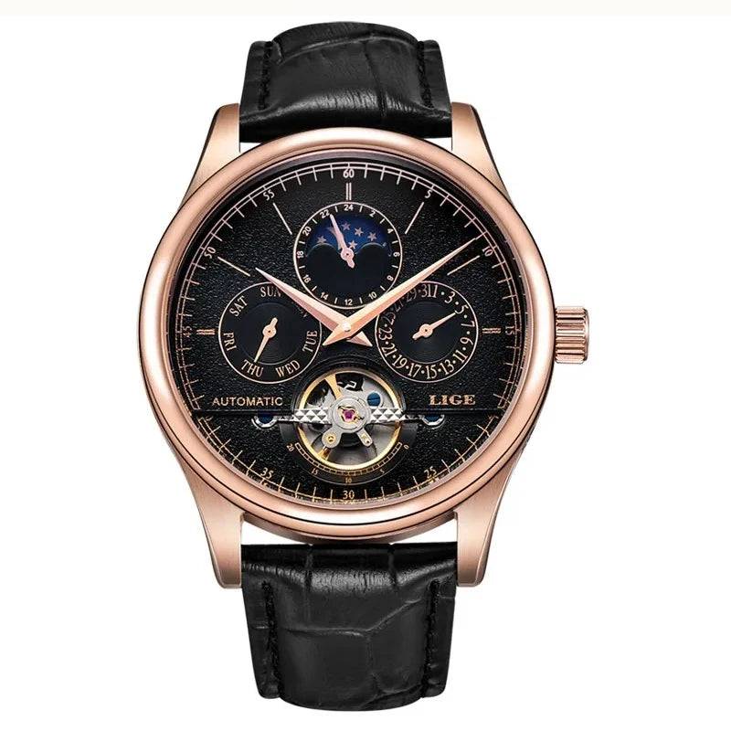 Leather waterproof watch.