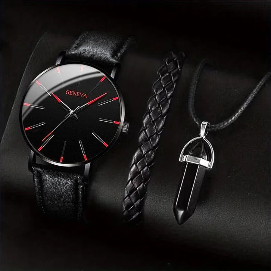 Men's Watch, Necklace & Bracelet Set